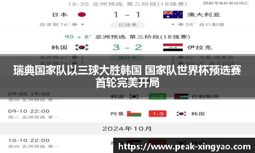 瑞典国家队以三球大胜韩国 国家队世界杯预选赛首轮完美开局